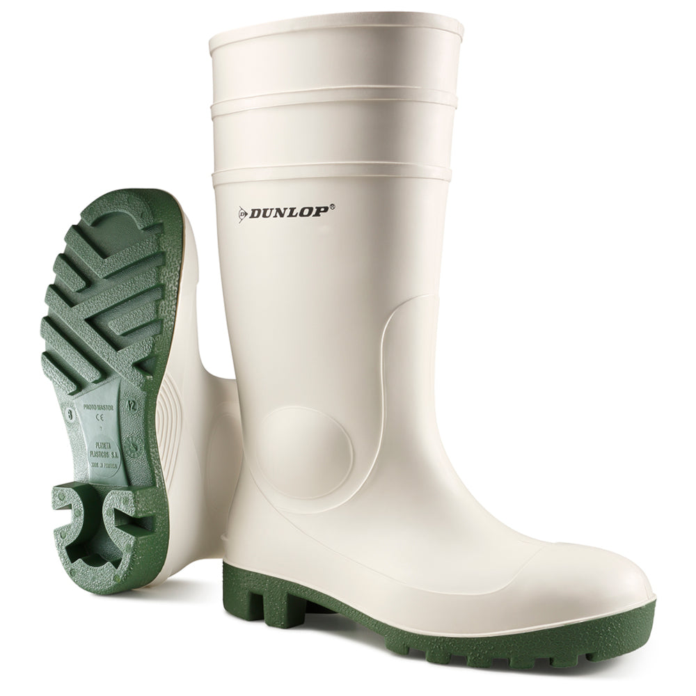 dunlop white food steel toe wellies