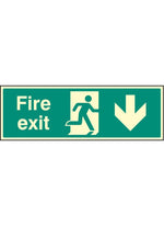 Fire Exit Safety Sign - Down