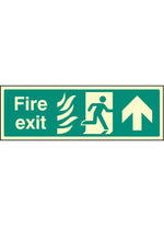 HTM Fire Exit Safety Sign - Arrow Up Straight On