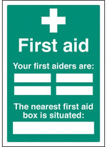 Your First Aiders Are / Kit Location - Adapt-A-Sign