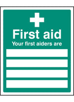 Your First Aiders Are Safety Sign