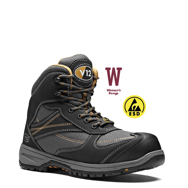 V12 - V1945 Ladies Torque Grey Metal-Free ESD Vegan Safety Hiker Boot
