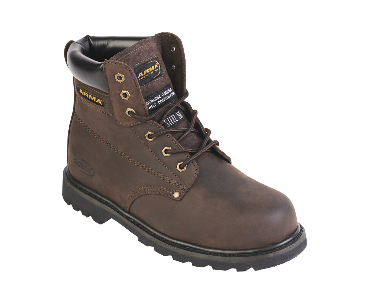 A29-CHALLENGER Brown Leather S3 Goodyear Welted Safety Boot