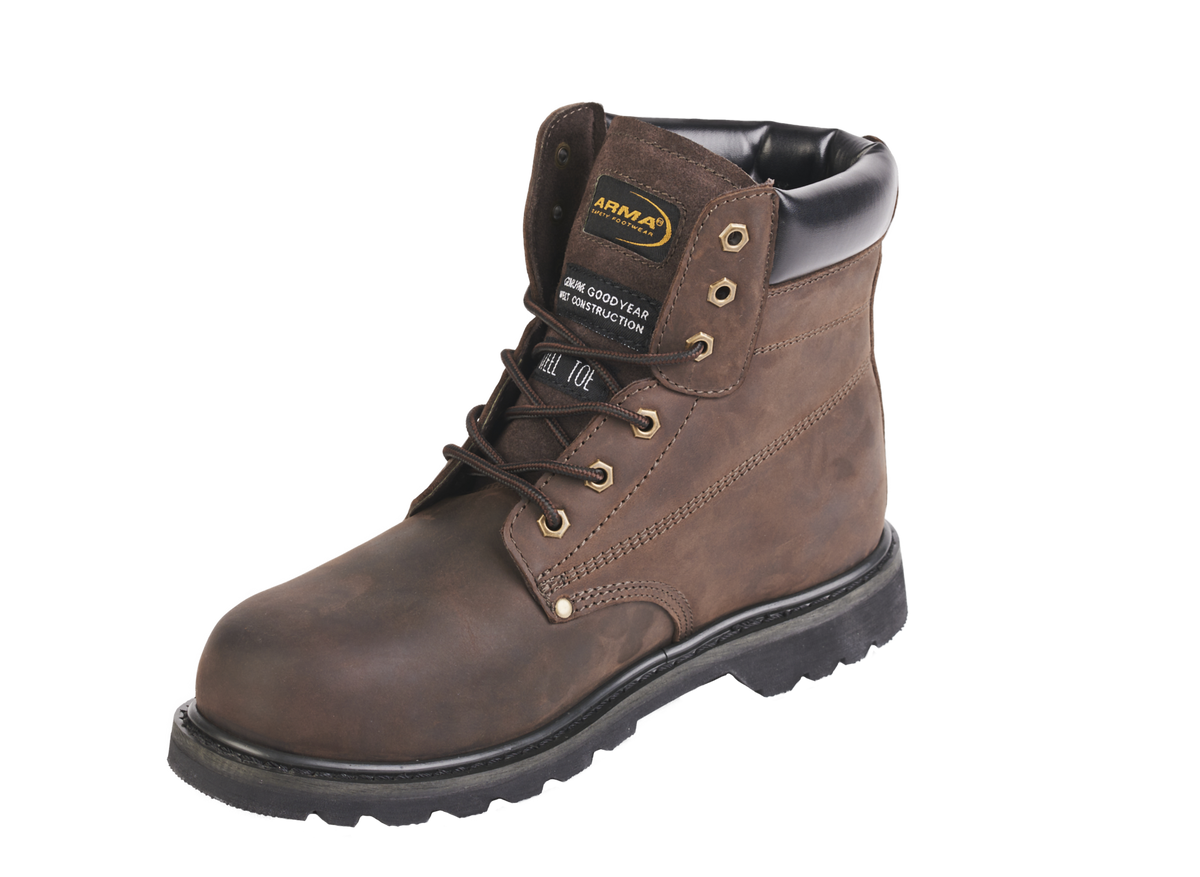 A29-CHALLENGER Brown Leather S3 Goodyear Welted Safety Boot