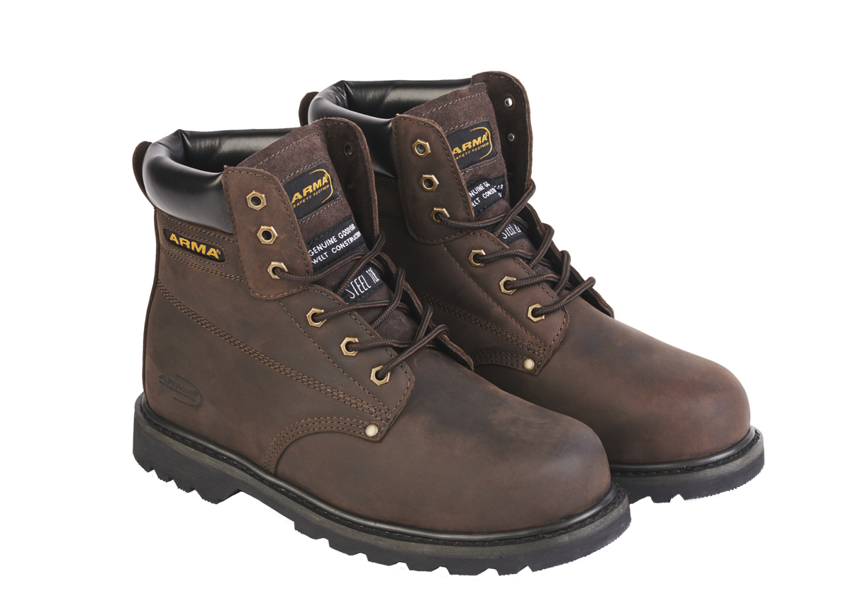 A29-CHALLENGER Brown Leather S3 Goodyear Welted Safety Boot