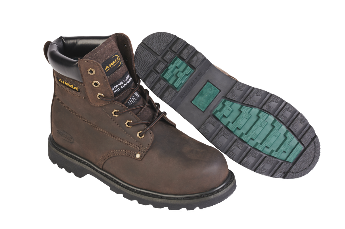 A29-CHALLENGER Brown Leather S3 Goodyear Welted Safety Boot