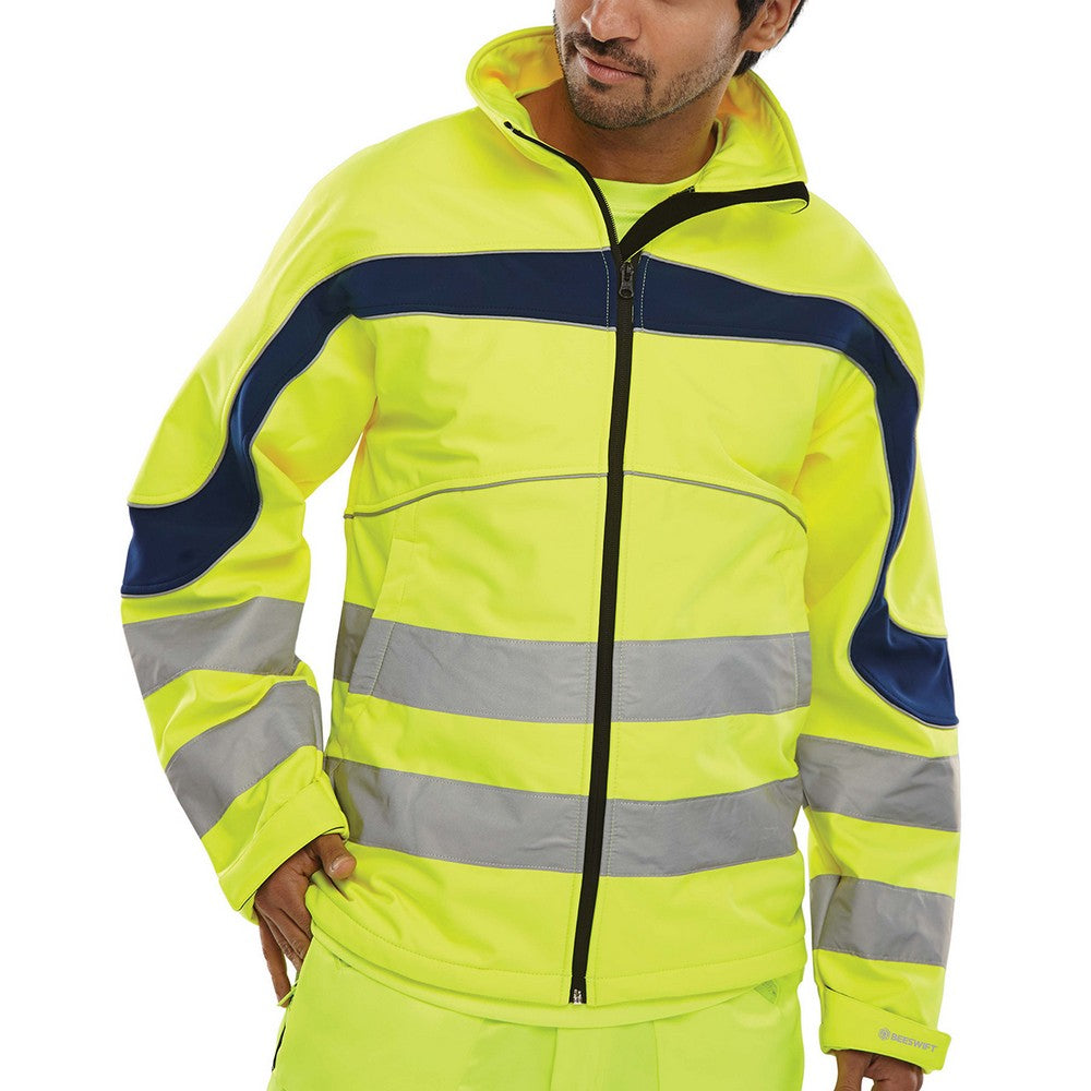 Yellow be seen hi-viz softshell coat