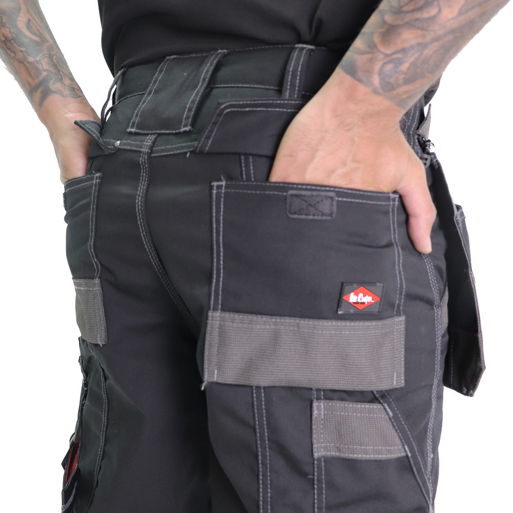 Lee Cooper LCPNT224 Black Holster Pocket Cargo Trousers – Heavy-Duty, Flexible & Site-Ready