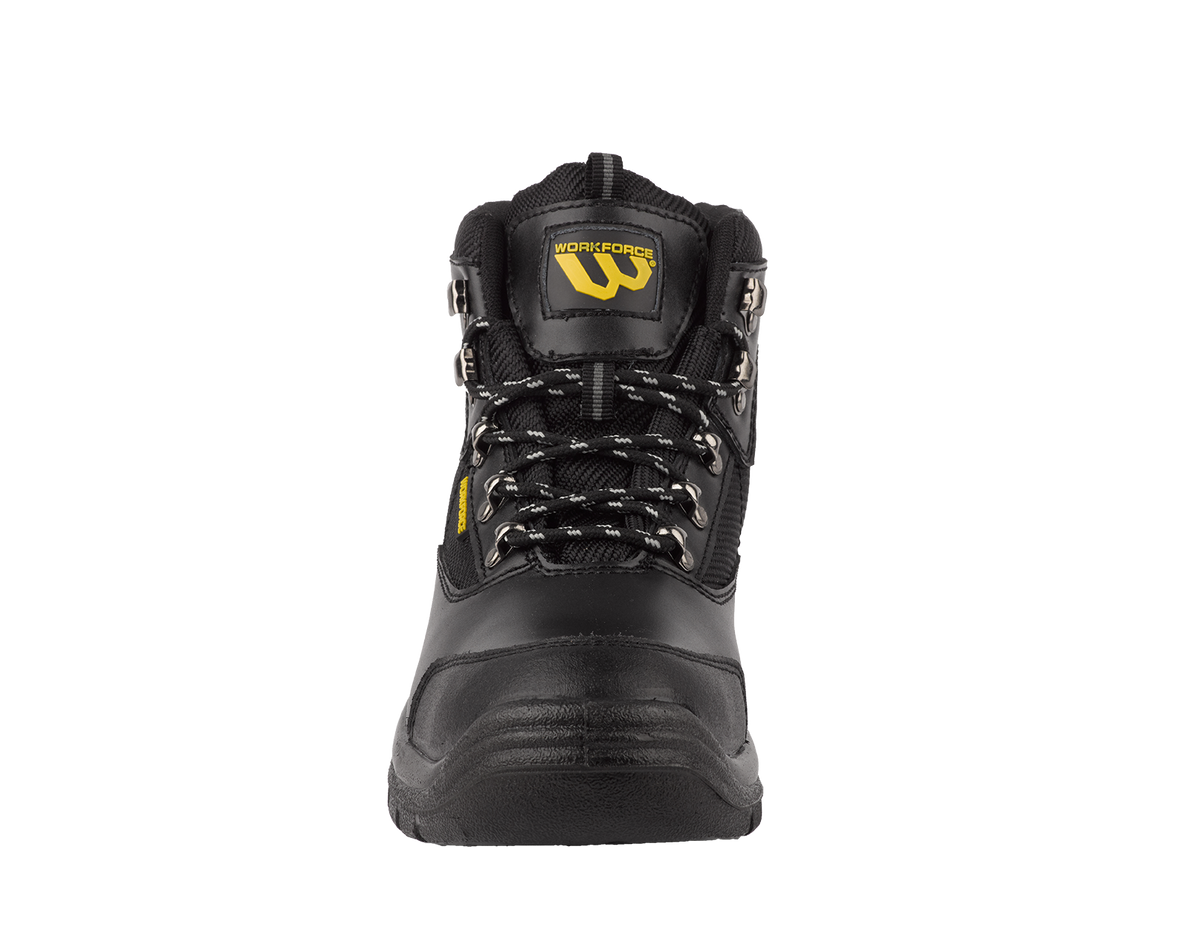 Workforce WF41-P Black Leather Safety Hiker Boot – S1P | SRC | Durable & Comfortable