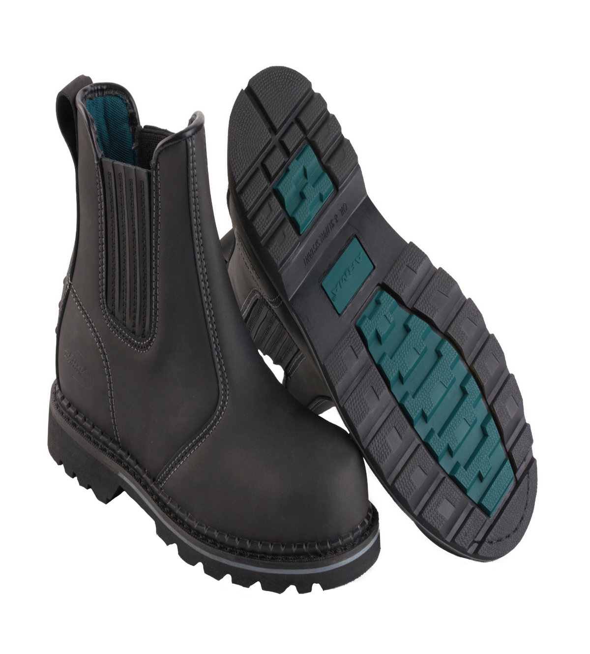 A21-DEFENDER S3 Black Leather Chelsea Safety Boots – Slip & Heat Resistant, Goodyear Welted