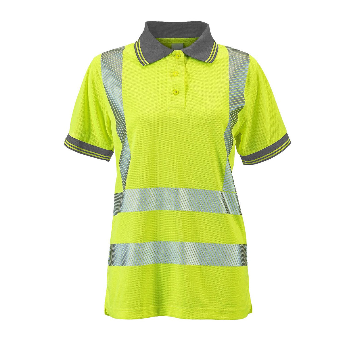 Ladies Savannah Hi-Viz Short Sleeve yellow Polo Shirt Class 1/2