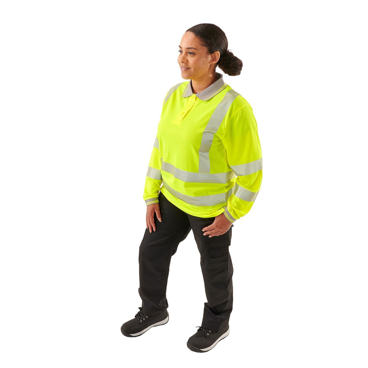 Step Ahead Ladies Hi-Viz Long Sleeve Polo Shirt Class 2/3