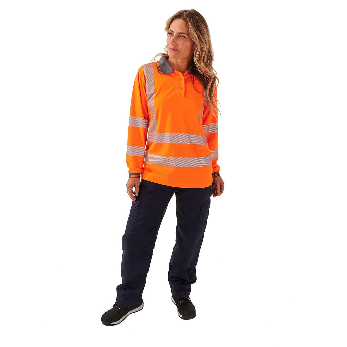 Step Ahead Ladies Hi-Viz Long Sleeve Polo Shirt Class 2/3