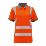 Ladies Savannah Hi-Viz Short Sleeve orange Polo Shirt Class 1/2