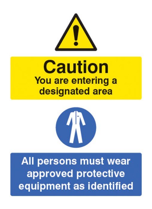 Designated Area All Persons Must Wear PPE Safety Sign