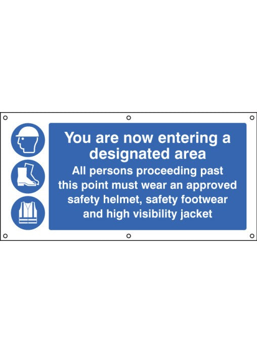 Entering Designated Area - Helmet Footwear Hi-Viz Safety Sign– GHC ...