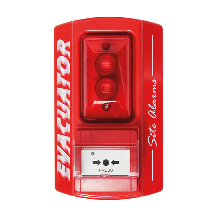 Evacuator Sitemaster Battery Operated Break Glass-Style Alarm â€“ Combined Sounder & Strobe