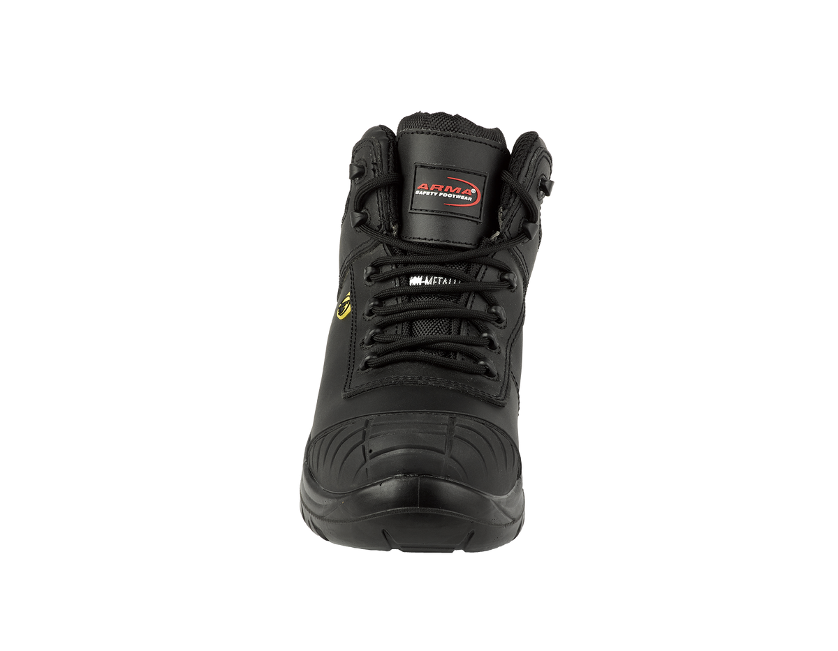 A13-FALCON S3 Metal-Free ESD Safety Boots â€“ Black Leather, SRC Slip Resistant