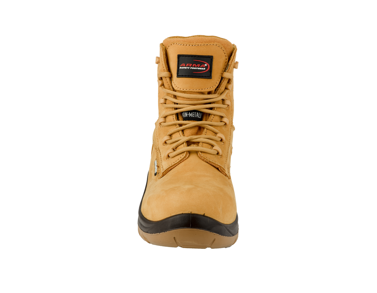 A15-STRYKER S3 Waterproof Metal-Free Safety Boots â€“ Honey Nubuck Leather, SRC Slip Resistant
