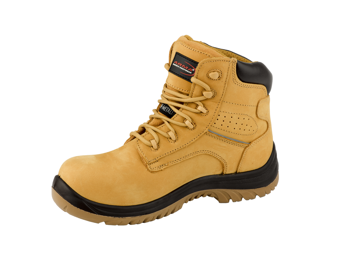 A15-STRYKER S3 Waterproof Metal-Free Safety Boots â€“ Honey Nubuck Leather, SRC Slip Resistant