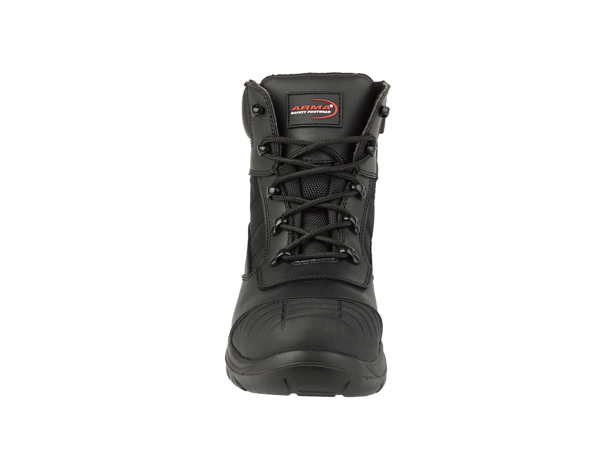 A16-TITAN S3 Black Leather Zip Side Safety Boots â€“ Steel Toe, SRC Rated