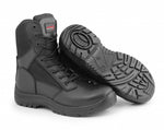 A6-WARRIOR S3 Black Leather Zip Side Safety Boots â€“ Steel Toe, Memory Foam, SRC Slip Rated