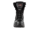 A8-SCOUT S3 Waterproof Metal-Free Safety Combat Boots â€“ Black Leather, Memory Foam, SRC Rated