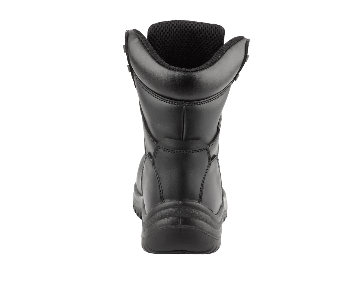 A8-SCOUT S3 Waterproof Metal-Free Safety Combat Boots â€“ Black Leather, Memory Foam, SRC Rated