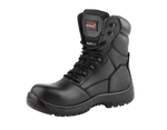 A8-SCOUT S3 Waterproof Metal-Free Safety Combat Boots â€“ Black Leather, Memory Foam, SRC Rated