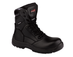 A8-SCOUT S3 Waterproof Metal-Free Safety Combat Boots â€“ Black Leather, Memory Foam, SRC Rated