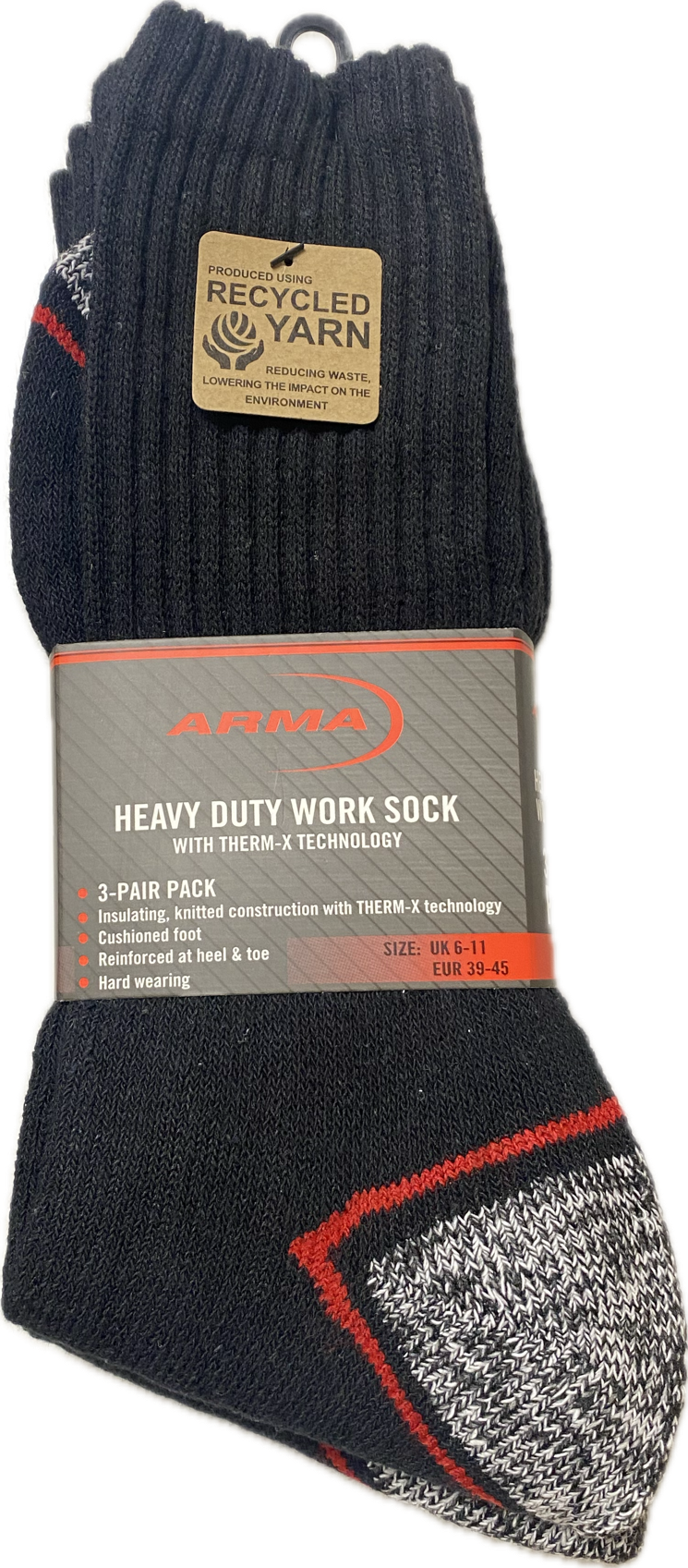 ASCK001 â€“ 3 Pack Heavy Duty Work Socks with THERM-X Technology