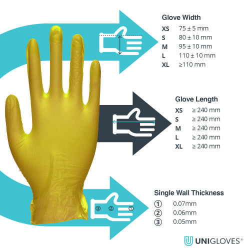 Unigloves Unicare Soft Powder Free Vinyl Gloves - 4 Colours