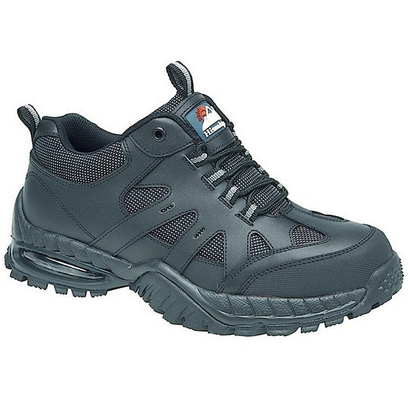 4041 Black Leather Air Bubble Trainer Shoe with EVA/Rubber Sole and Midsole