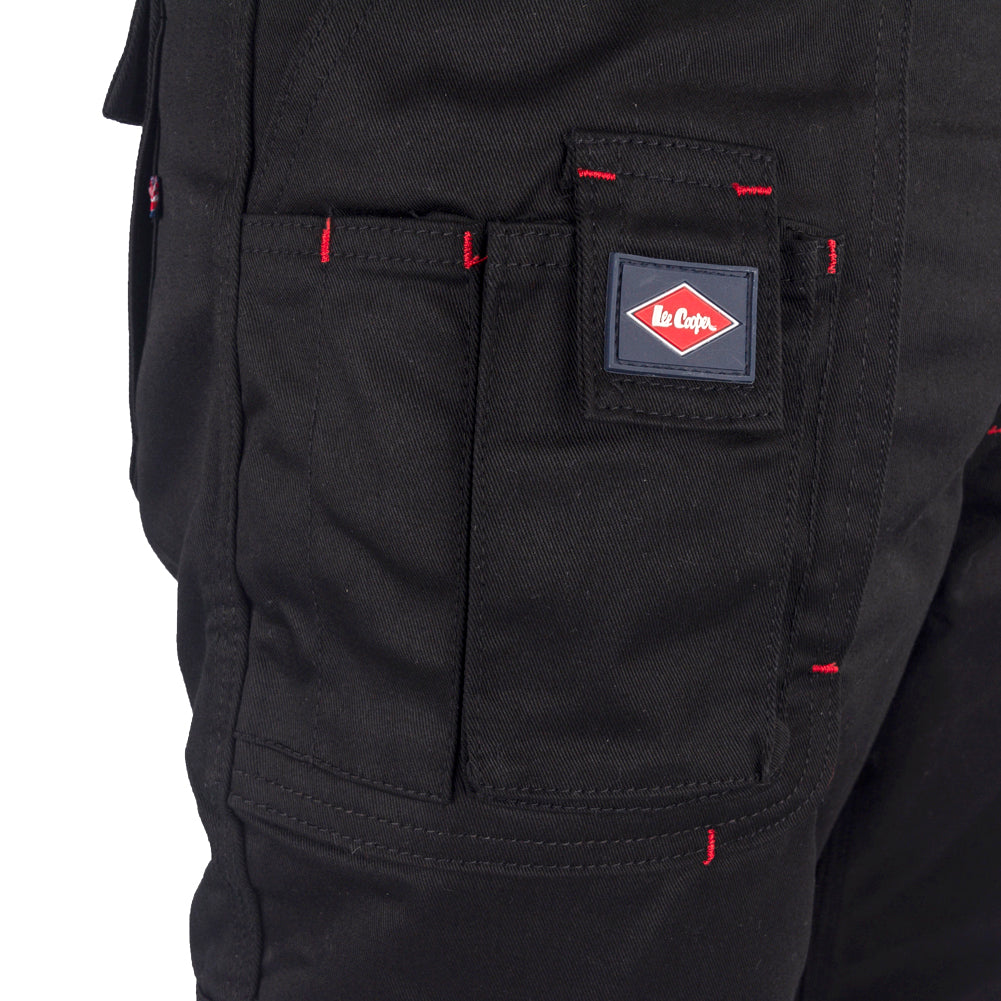Lee Cooper LCPNT206 Black Multi-Pocket Cargo Trouser â€“ Durable Workwear with Knee Pad Pocket