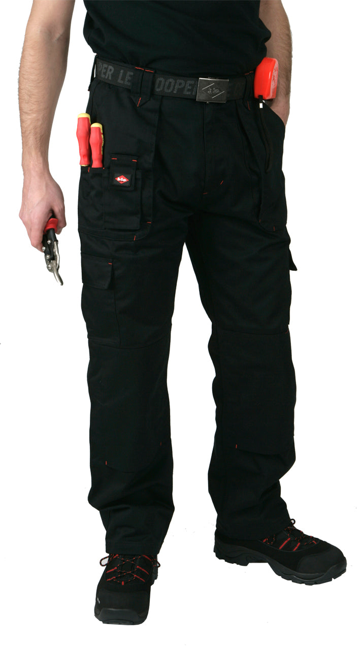 Lee Cooper LCPNT206 Black Multi-Pocket Cargo Trouser â€“ Durable Workwear with Knee Pad Pocket