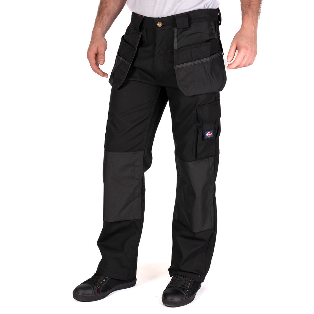 Lee Cooper LCPNT216 Black Holster Pocket Cargo Trousers â€“ Durable Workwear with Multiple Utility Pockets