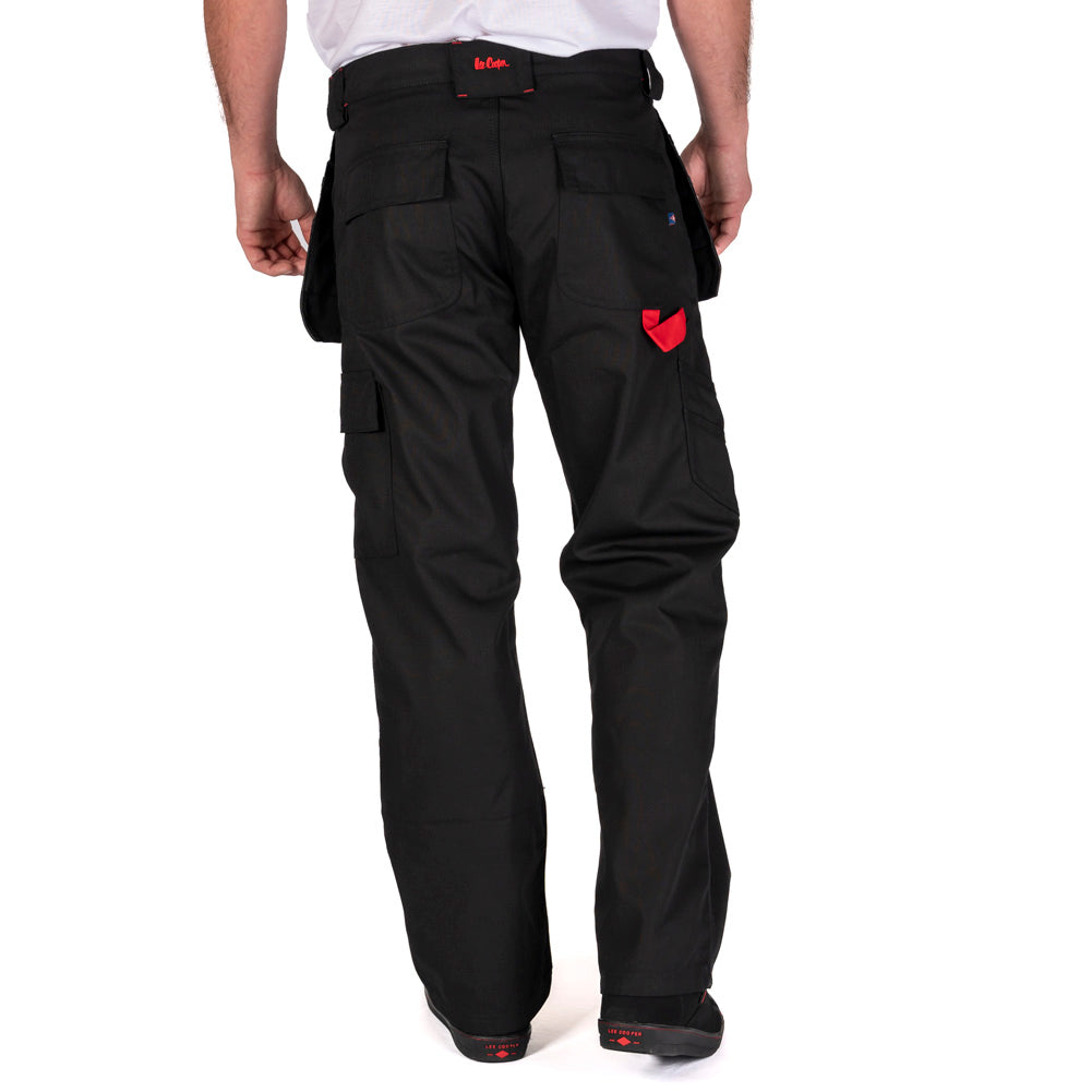 Lee Cooper LCPNT216 Black Holster Pocket Cargo Trousers â€“ Durable Workwear with Multiple Utility Pockets
