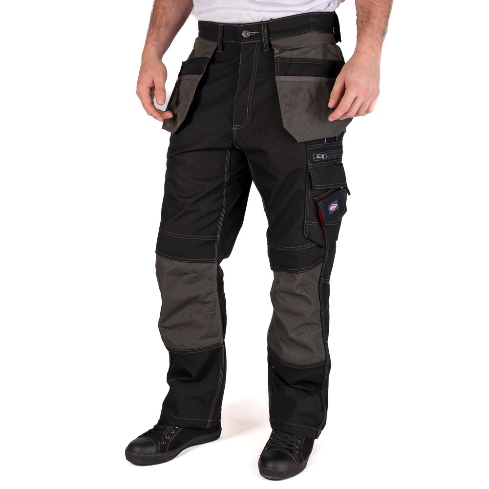 Lee Cooper LCPNT224 Black Holster Pocket Cargo Trousers â€“ Heavy-Duty, Flexible & Site-Ready