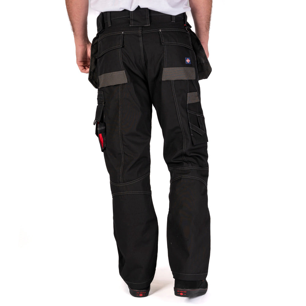 Lee Cooper LCPNT224 Black Holster Pocket Cargo Trousers â€“ Heavy-Duty, Flexible & Site-Ready