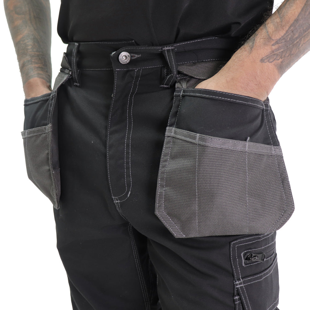 Lee Cooper LCPNT224 Black Holster Pocket Cargo Trousers â€“ Heavy-Duty, Flexible & Site-Ready