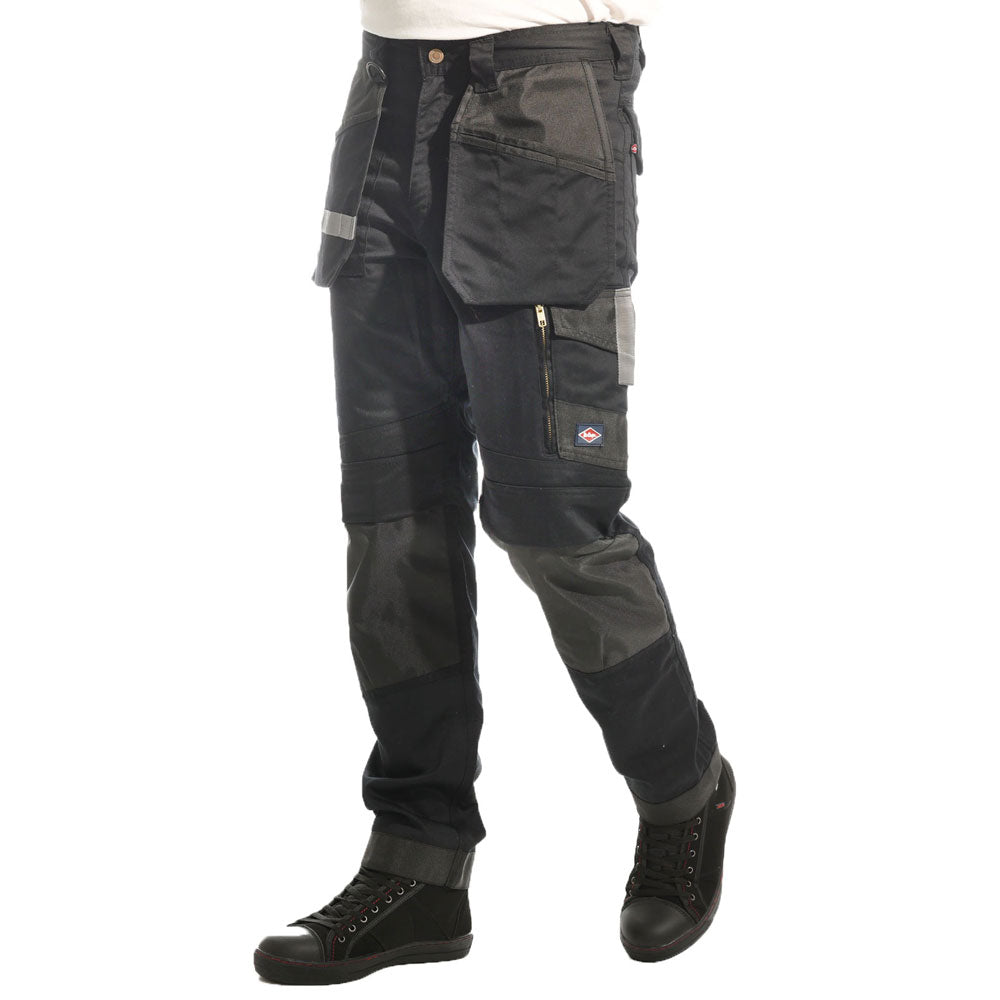 Lee Cooper LCPNT245 Black Stretch Work Trousers with Holster & Knee Pad Pockets