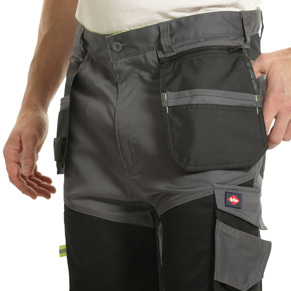 Lee Cooper LCSHO812 Stretch Holster Cargo Shorts â€“ Hi-Vis Trim, Multi-Pocket Utility