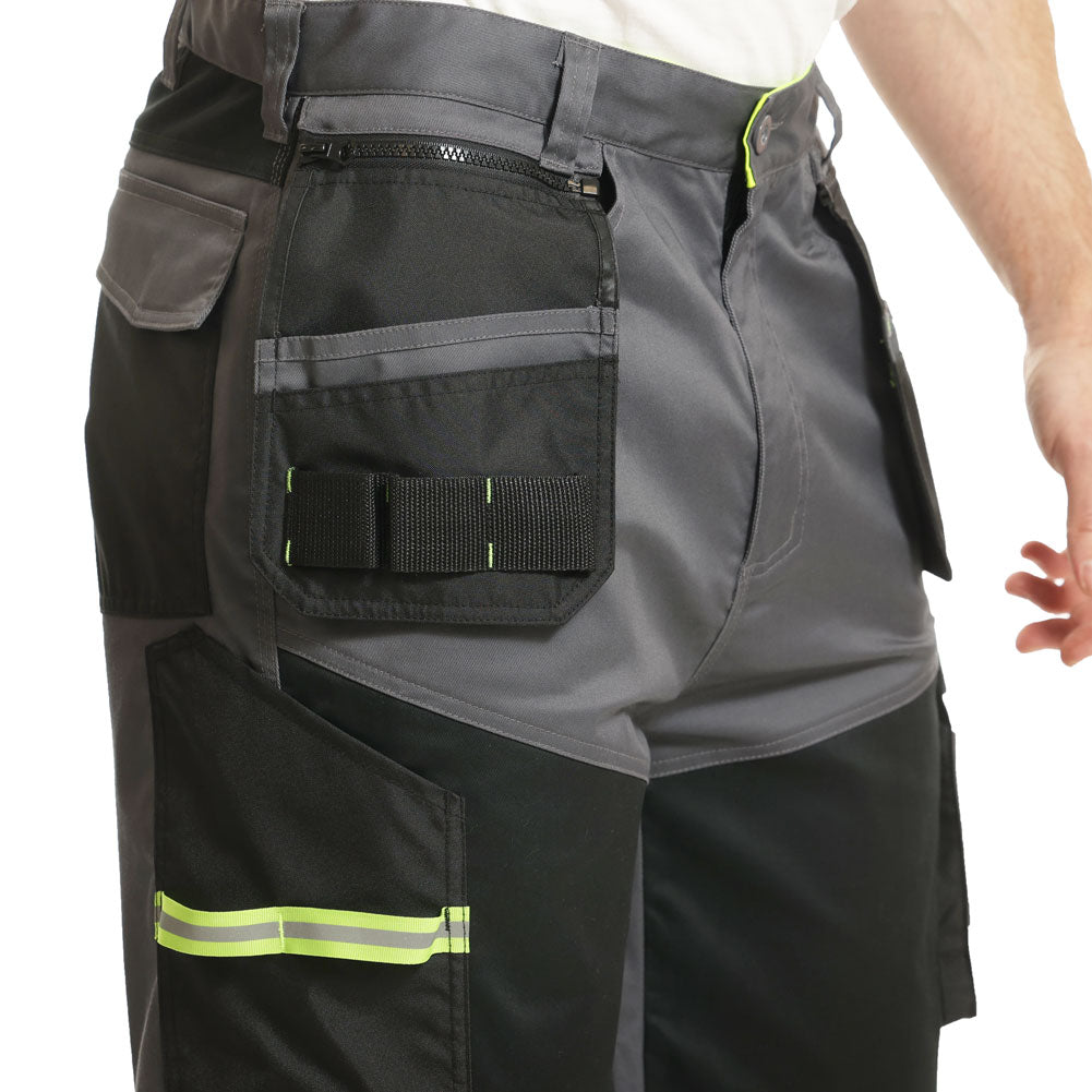 Lee Cooper LCSHO812 Stretch Holster Cargo Shorts â€“ Hi-Vis Trim, Multi-Pocket Utility
