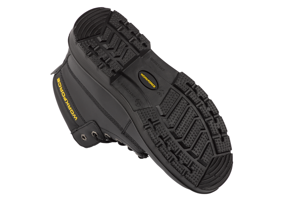 Workforce WF302-P Black Leather Safety Boot â€“ S1P | SRC | Durable & Comfortable