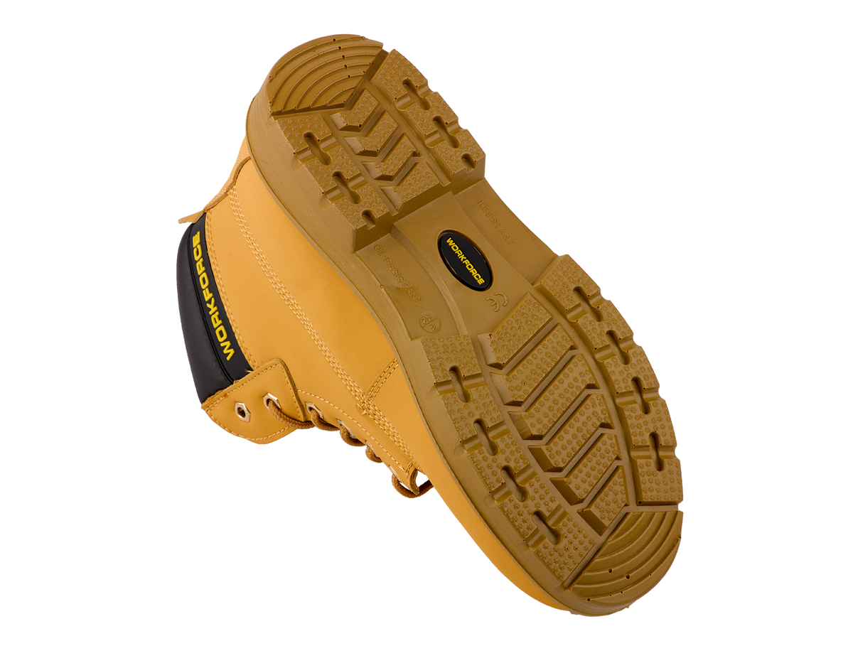 Workforce WF301-P Honey Leather Safety Boot â€“ S1P | SRC | Comfortable & Durable
