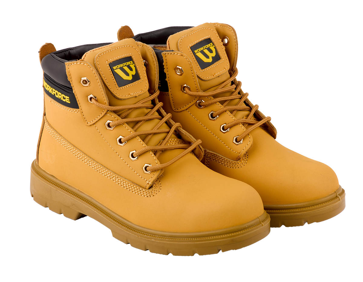 Workforce WF301-P Honey Leather Safety Boot â€“ S1P | SRC | Comfortable & Durable