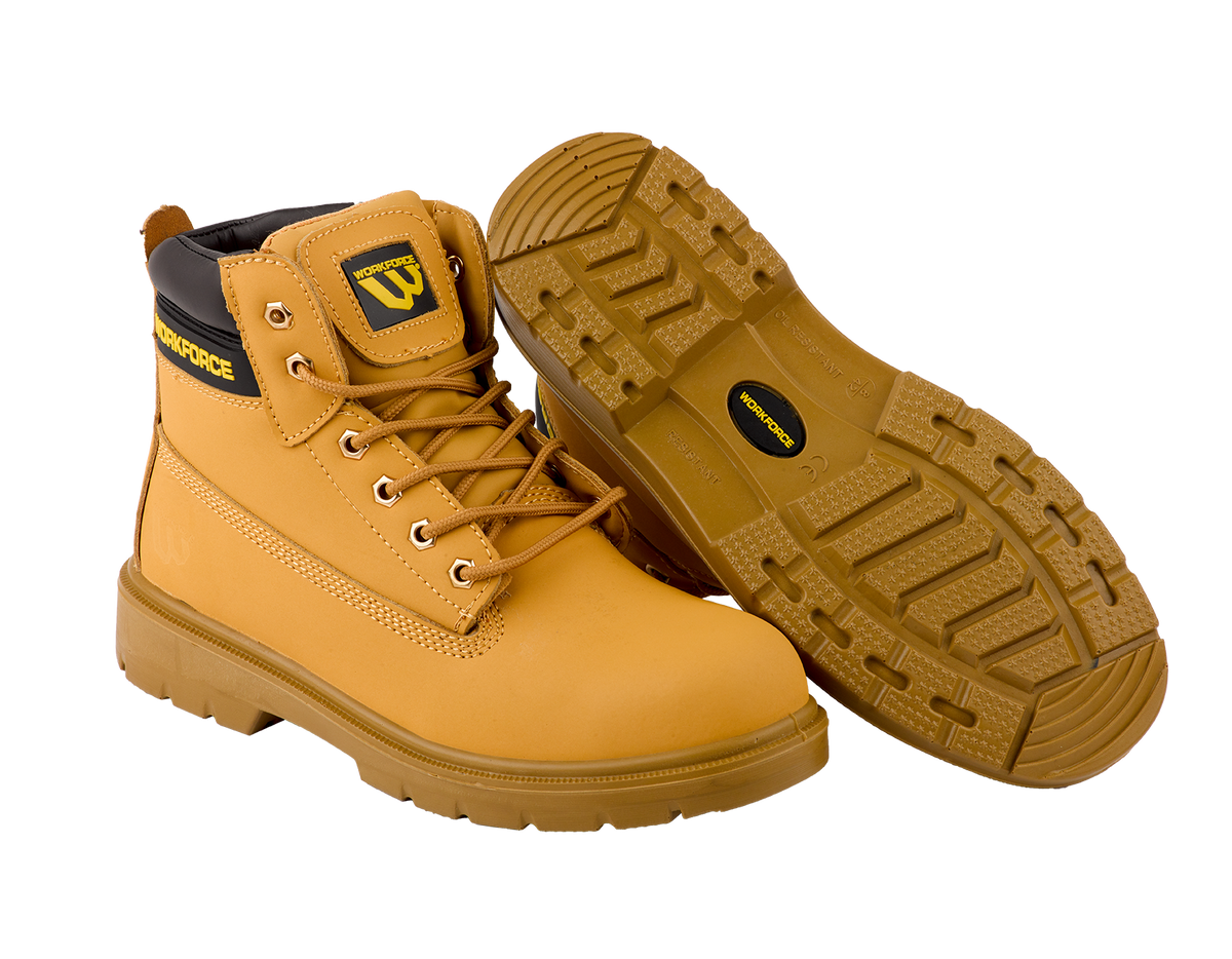 Workforce WF301-P Honey Leather Safety Boot â€“ S1P | SRC | Comfortable & Durable