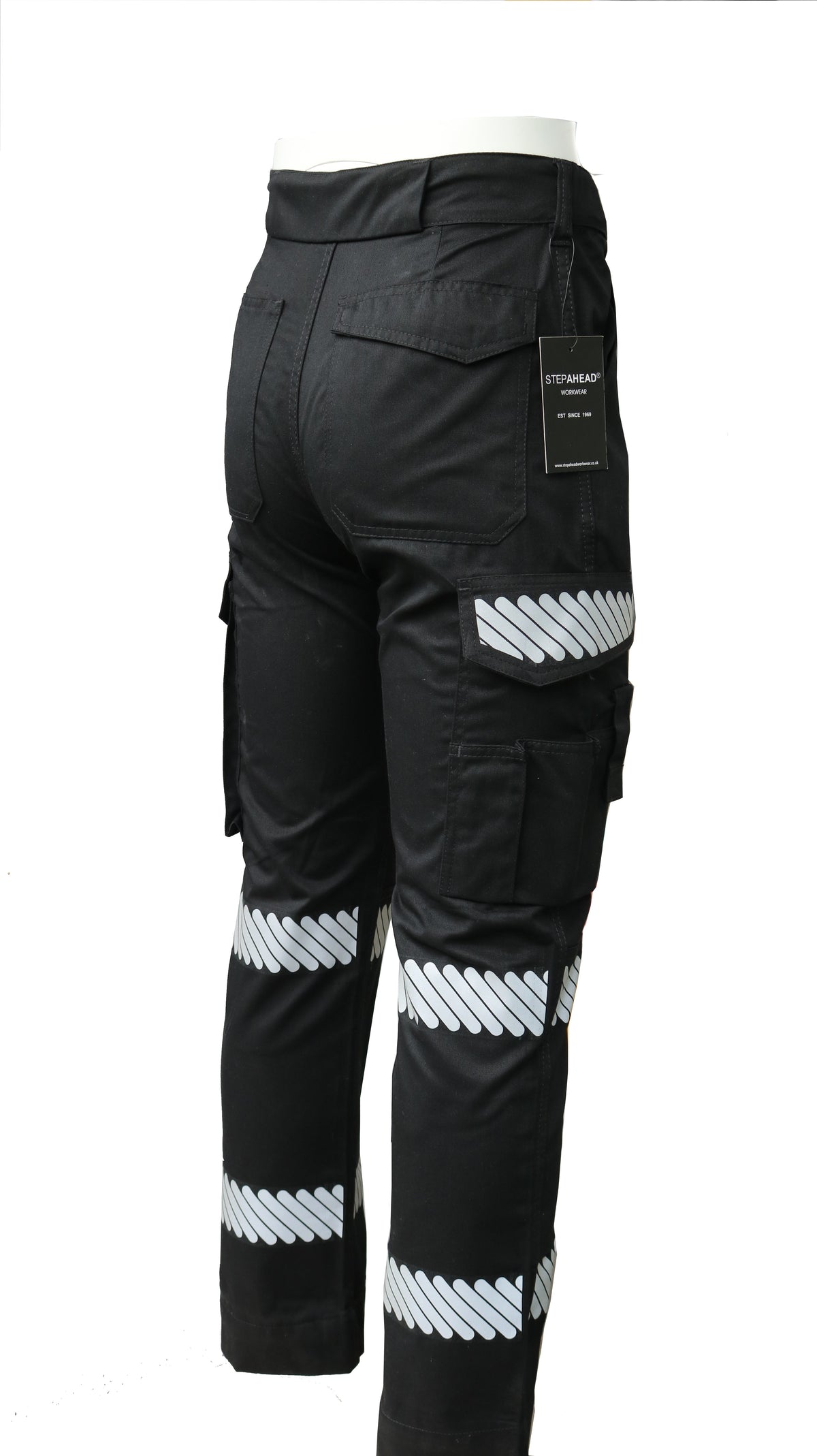 Step Ahead Men's Premium Workwear Trousers â€“ Durable Polyester/Cotton Blend â€“ Reflective Tape, Cargo Pockets, Knee Pad Compatible