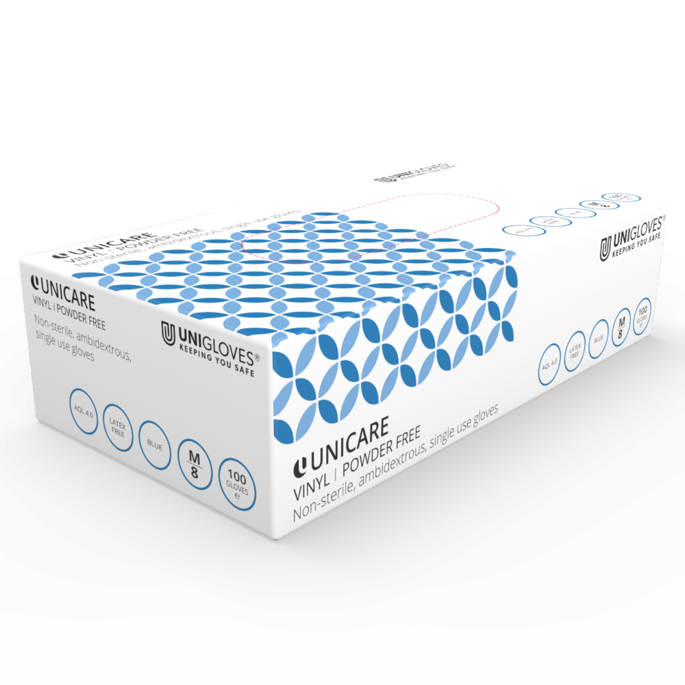 blue powder free vinyl disposable gloves