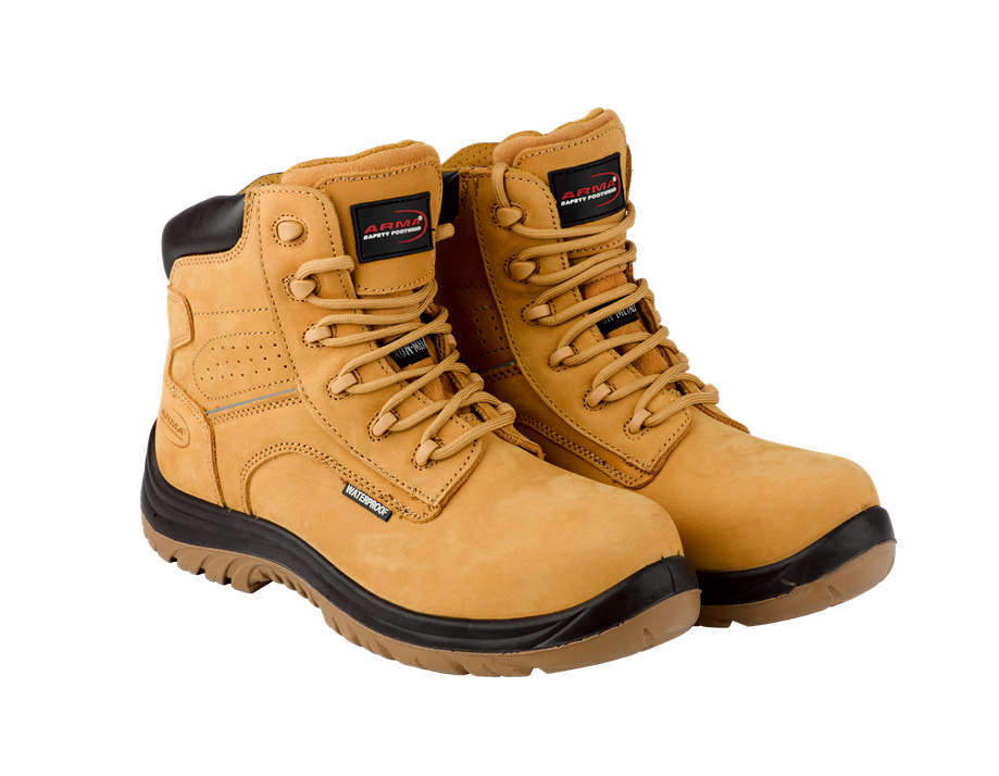A15-STRYKER S3 Waterproof Metal-Free Safety Boots â€“ Honey Nubuck Leather, SRC Slip Resistant